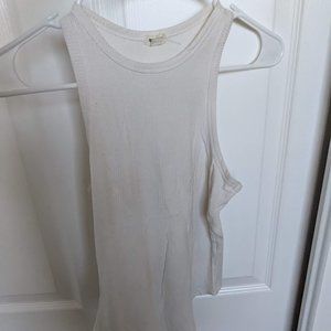 White Ribbed Bodycon BODYSUIT - Sleeveless - Garage - Women's S